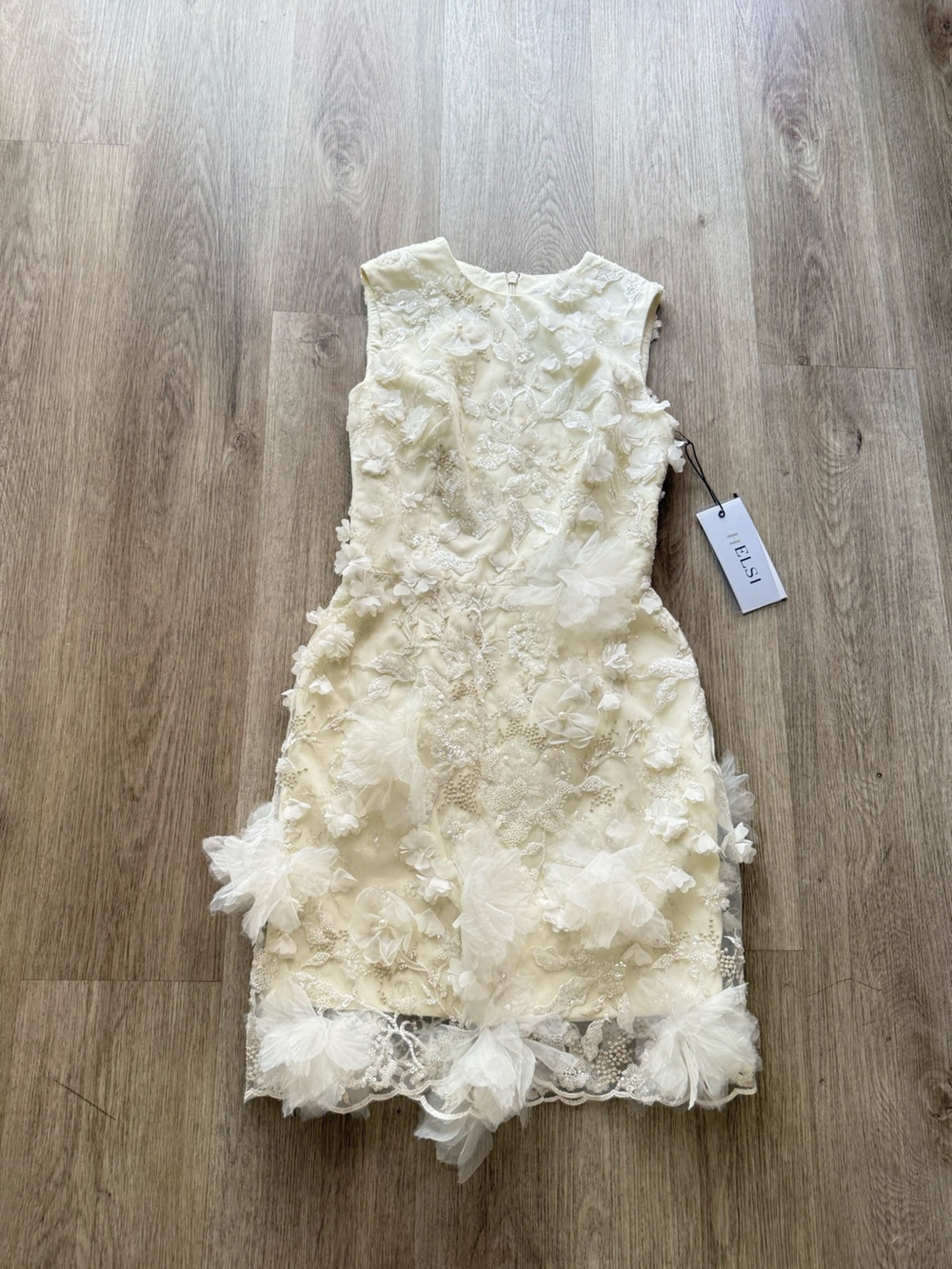 helsi miranda ivory white 3d floral applique sequin embellished mini dress XS